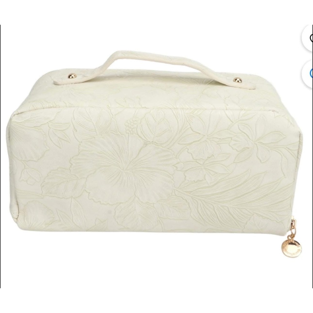 Elegant Floral Embossed‎ Cosmetic Bag Makeup Organizer Travel Toiletry Bag NWT - Picture 5 of 10